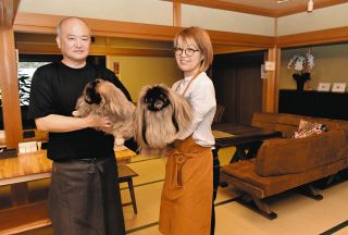 看板犬「きなこ」と「もなか」がお出迎え　津市美杉町太郎生のカフェきなもな