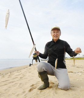 キス群れ接岸　投げで小型中心も３５匹だ　津・町屋浦海岸