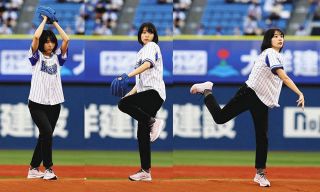 女優・鳴海唯が人生初の始球式「頭が真っ白になりました」ボール忘れる天然ぶりも発揮