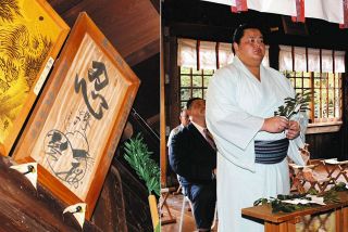 大相撲・琴桜が名古屋場所の戦勝祈願　元横綱の祖父も来た各務原の手力雄神社で