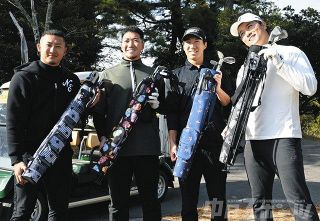 選手会ゴルフ　梅野　勝野　清水　橋本