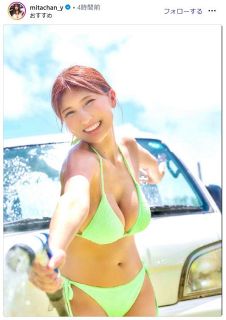 ◇飯島直子、ミニのパジャマを着ると「スタイル良すぎ」【写真】：中日