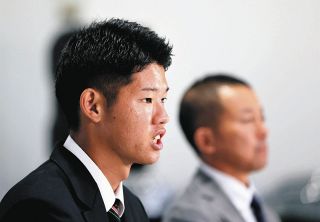二刀流にも意欲も「まずは土台をつくる1年間に」　中日ドラフト4位指名の鈴木悠悟投手