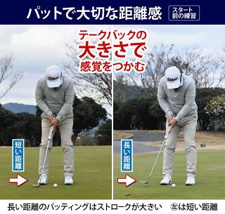パットで大切な距離感　スタート前の練習