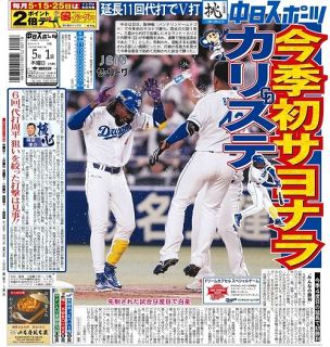 中スポ 今日の紙面：中日スポーツ・東京中日スポーツ