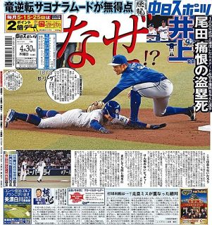 中スポ 今日の紙面：中日スポーツ・東京中日スポーツ