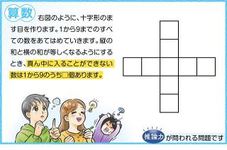 〈良問にＴＲＹ〉十字形のます目に入る数は？　算数　2025年・名古屋葵大中の入試問題より