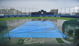 【写真】豪雨で水浸しになったナゴヤ球場