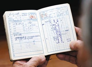 服部さん宅で大切に保管されている出発時刻や注意事項などがメモされた乗務日誌＝津市内（田中利弥撮影）で