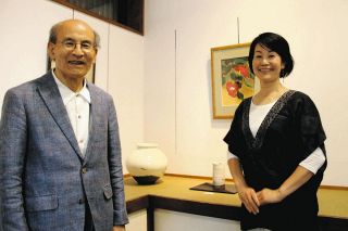 陶芸と日本画、親子で共演　可児で近藤さん作品展