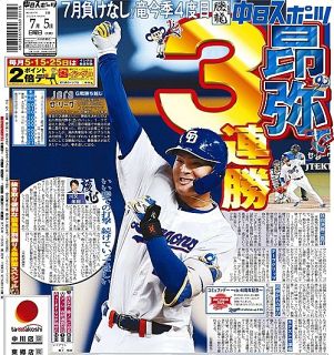 中スポ 今日の紙面：中日スポーツ・東京中日スポーツ