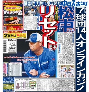 中スポ 今日の紙面：中日スポーツ・東京中日スポーツ