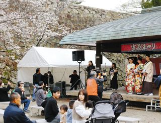 桜の中、茶会やステージ　松坂城跡で宣長まつりにぎわう