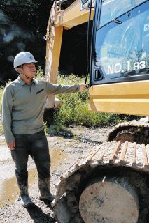 竹腰永井建設で働く酒谷空さん＝石川県珠洲市大谷町で
