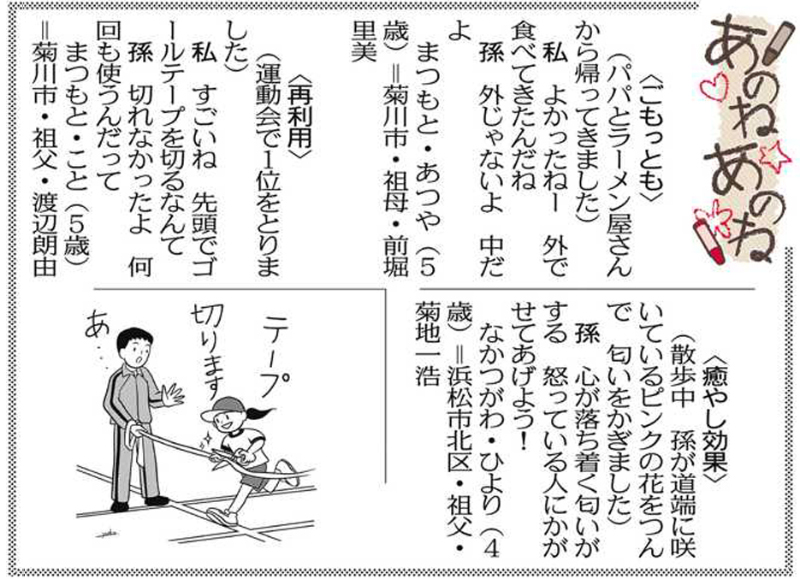 東海本社 あのねあのね投稿募集：中日新聞しずおかWeb